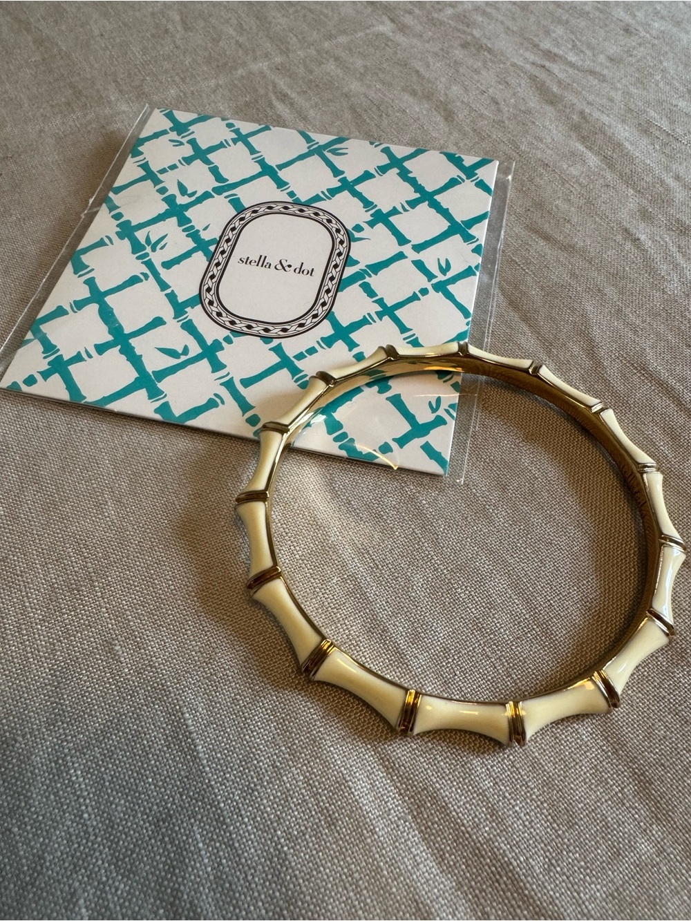 Julep Stella & Dot Cream and Gold Bamboo-Style Enamel Bangle